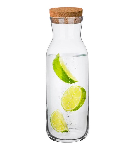 [IK-01G] Bouteille, Carafe en verre transparent avec bouchon en liège 1,2L luxus