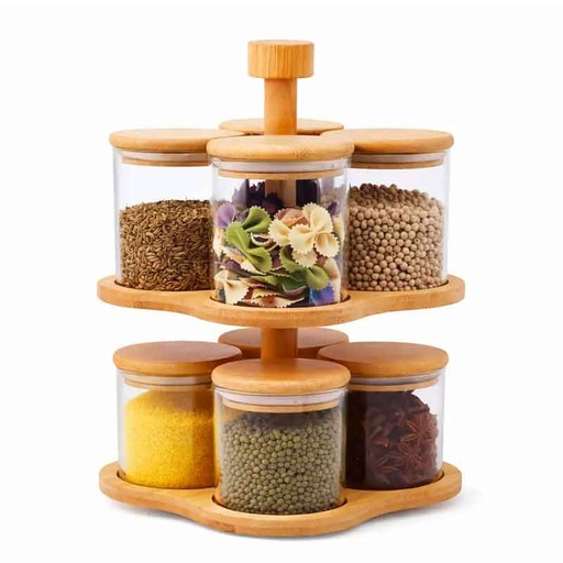 [HBG-8456] Kenz Pots à épices, service à épices 8 pièces avec support
