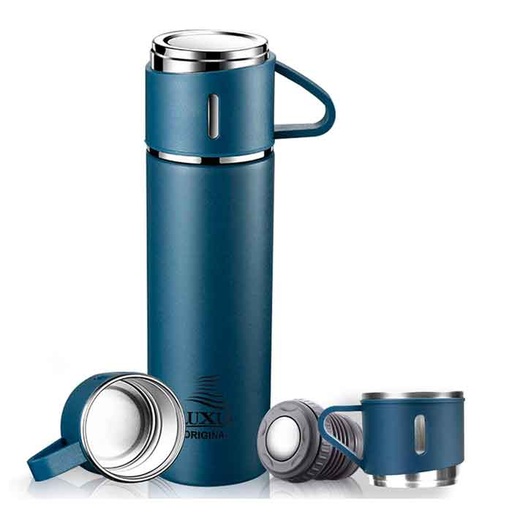 [TL500B] Thermos Bouteille Isotherme Luxus TL500B avec 3 Tasses Bleu 500ml