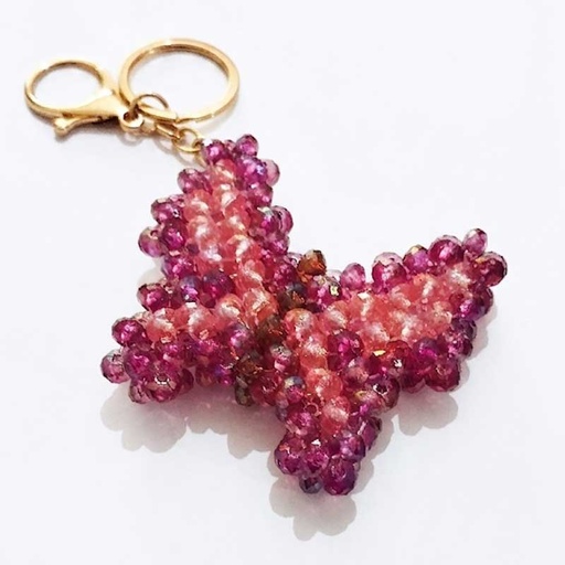 [pcb-purple] Porte-clés & Charme de Sac DORÉA – Crystal Butterfly Purple Blush