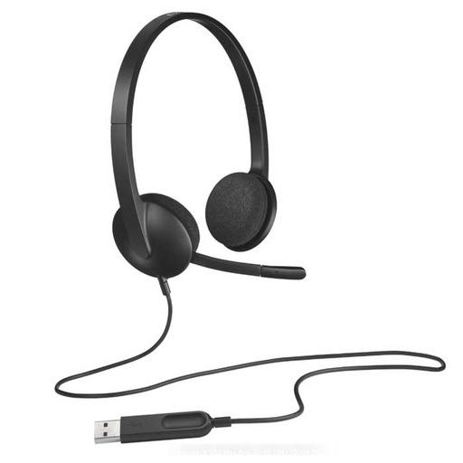 [981-000475] Casque USB Logitech H340 avec microphone anti-parasite – Noir